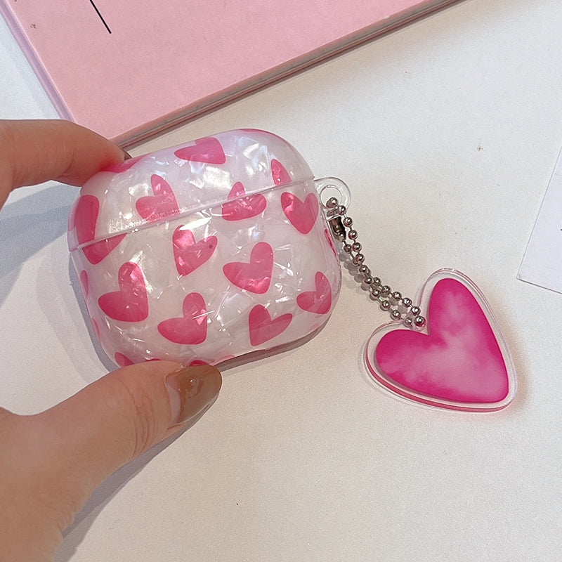 For AirPods Pro 2 Heart Pattern TPU Cover Anti-drop Earphone Protective Case with Pendant For AirPods Pro 2 Heart Pattern TPU Cover Anti-drop Earphone Protective Case with Pendant